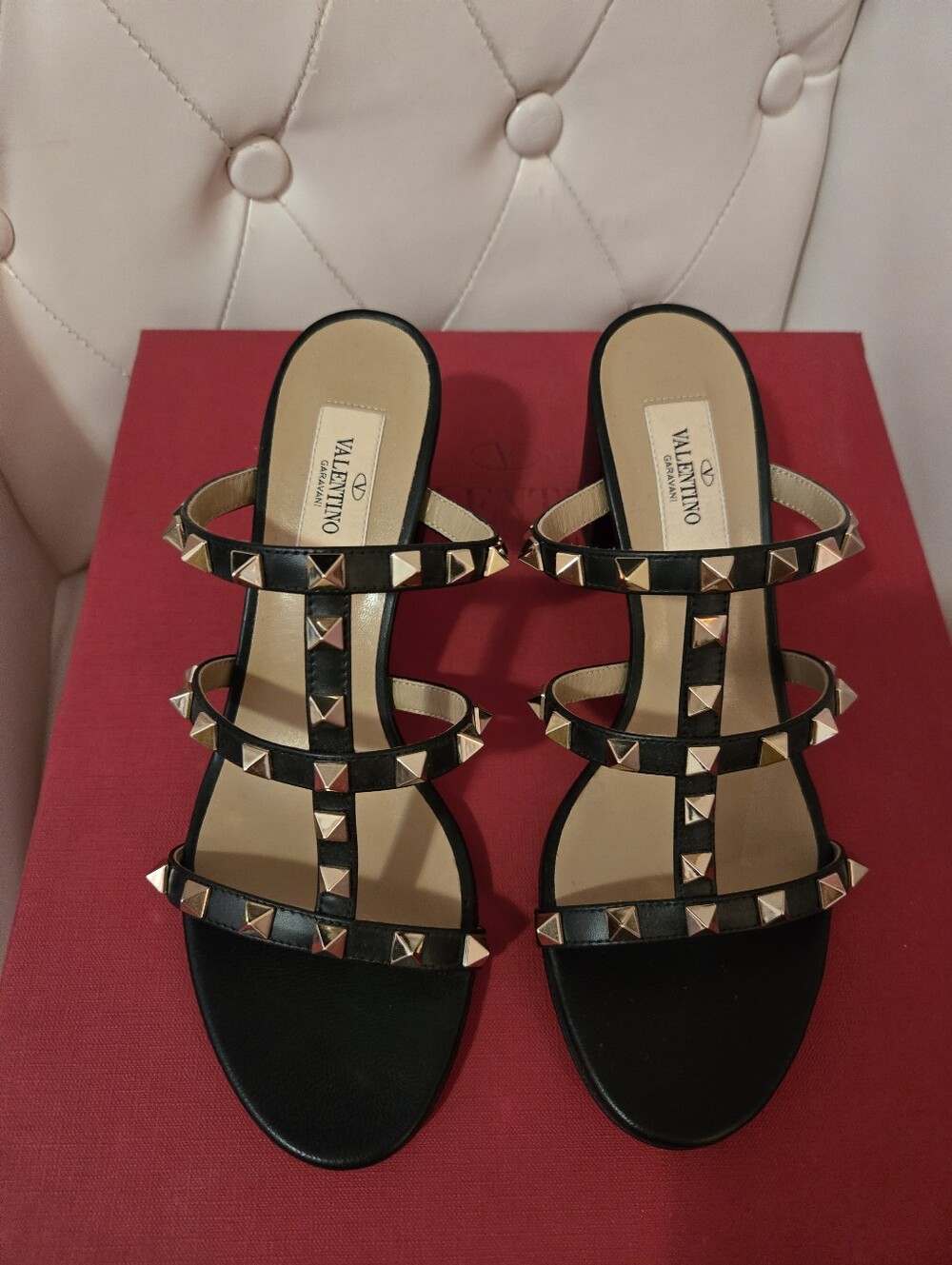 NEW Valentino Black Rockstud 60mm Sandals